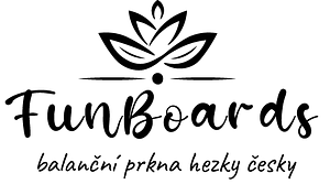 Logo Jogína nebo lotusu s nápisem Balanční prkna hezky česky